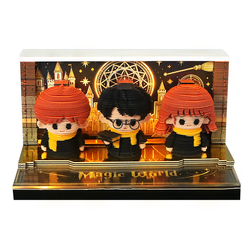 Golden Trio 3D calendar 2027 with LED light — Harry, Ron and Hermione